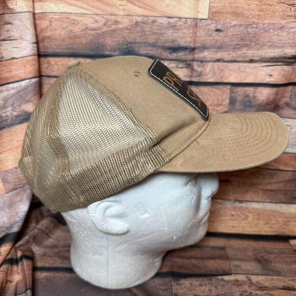 Prairie Seeds Logo Hat Mesh SnapBack Adjustable Brown Cap Leather Patch Farm - Picture 2 of 8